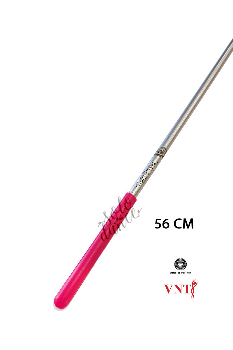 Rhythmic gymnastics stick Venturelli SILVER with pink grip 56 cm FIG