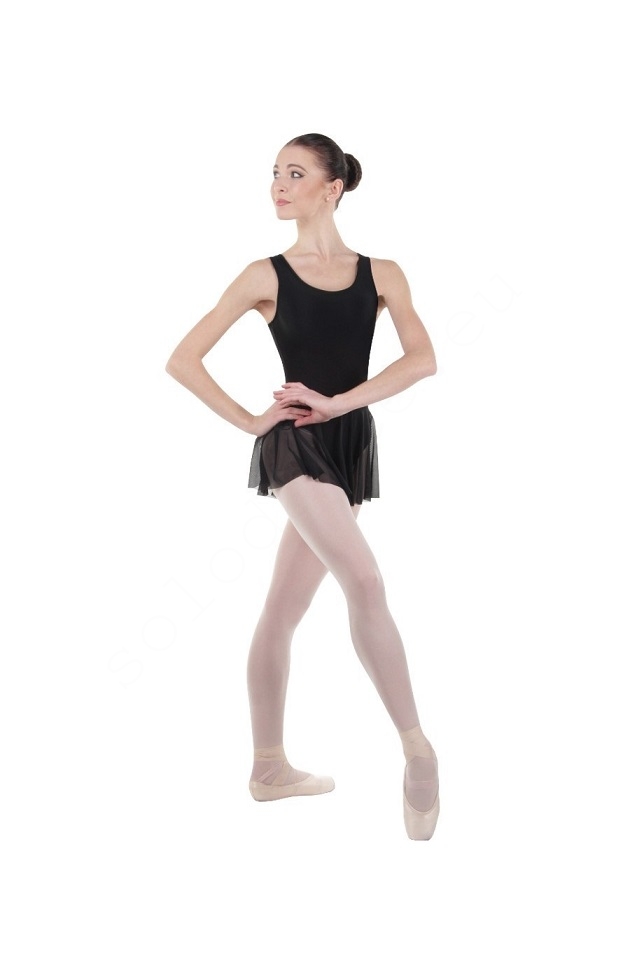 Sleeveless ballet leotard with skirt SOLO FD959 black size 128