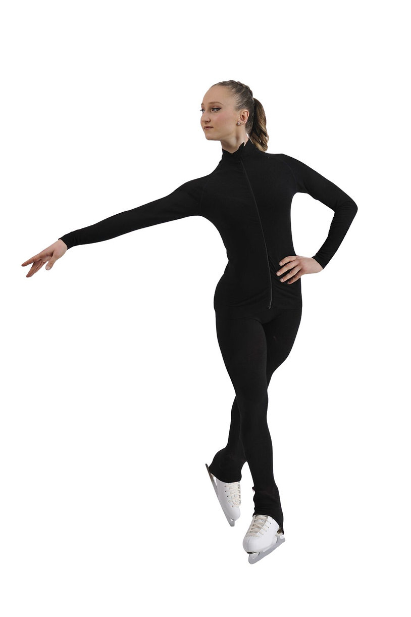 Thermal sweater for figure skating in merino wool with zip PRIDANCE 115/Z black size 10/12 (134-140)