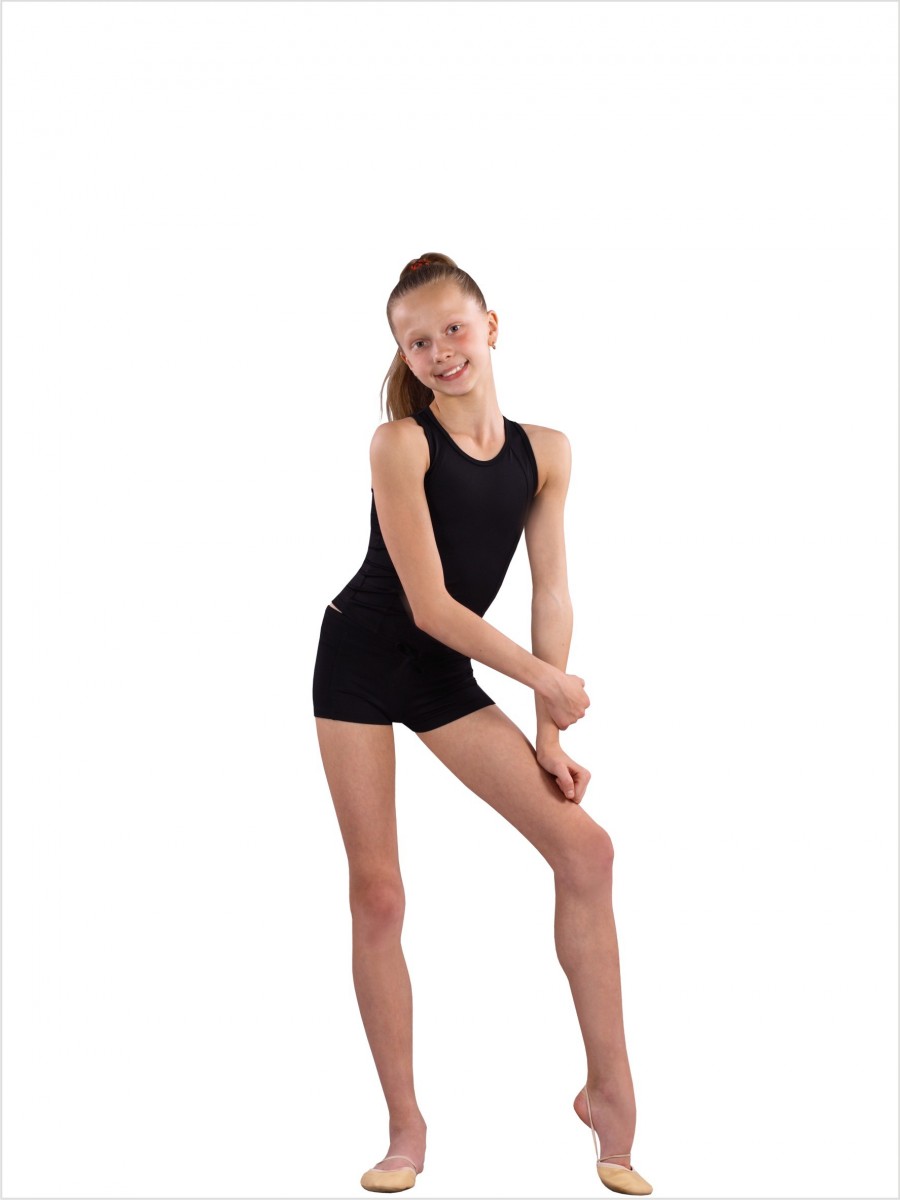 Tight-fitting gymnastic shorts Short Pantalones cortos rövidnadrág  Kurzhose für Rhythmische SportgymnastikSOLO FD760 black size 152