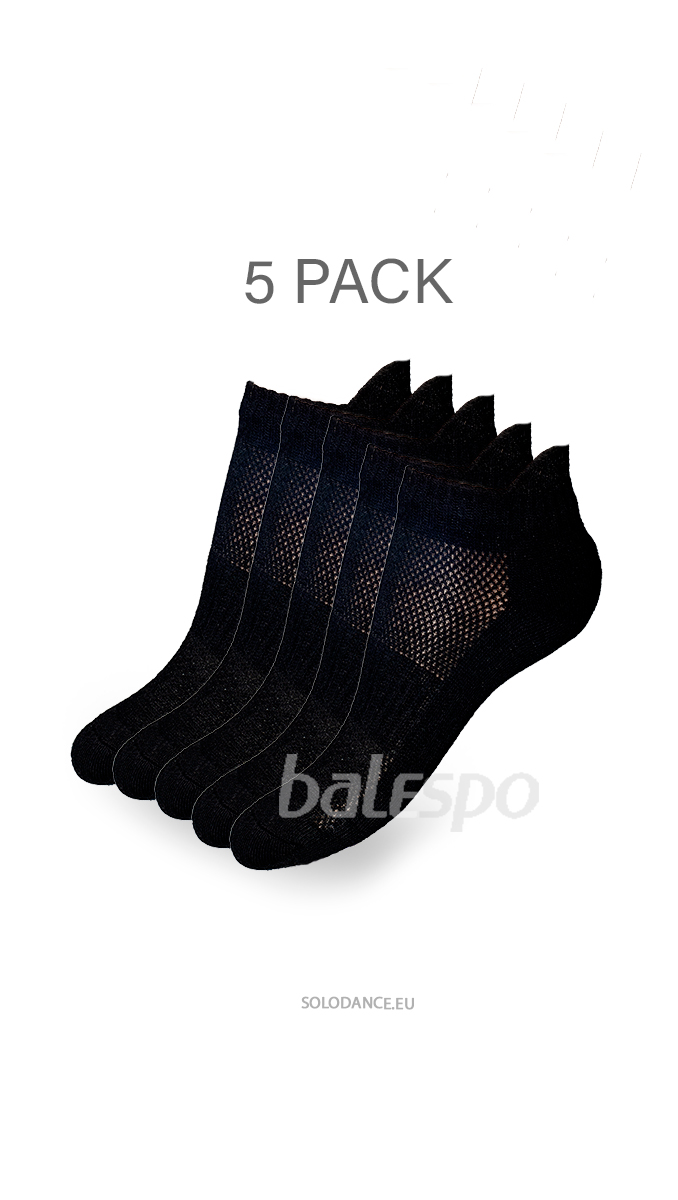 5 PAIR SET OF RHYTHMIC GYMNASTICS SOCKS BALESPO SPORT 18PM (BLACK
