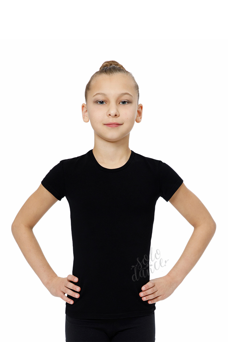 Gymnastics tight-fitting t-shirt BALESPO BC210-100 Black Size 46 Tight-fitting sport t-shirt with short sleeves