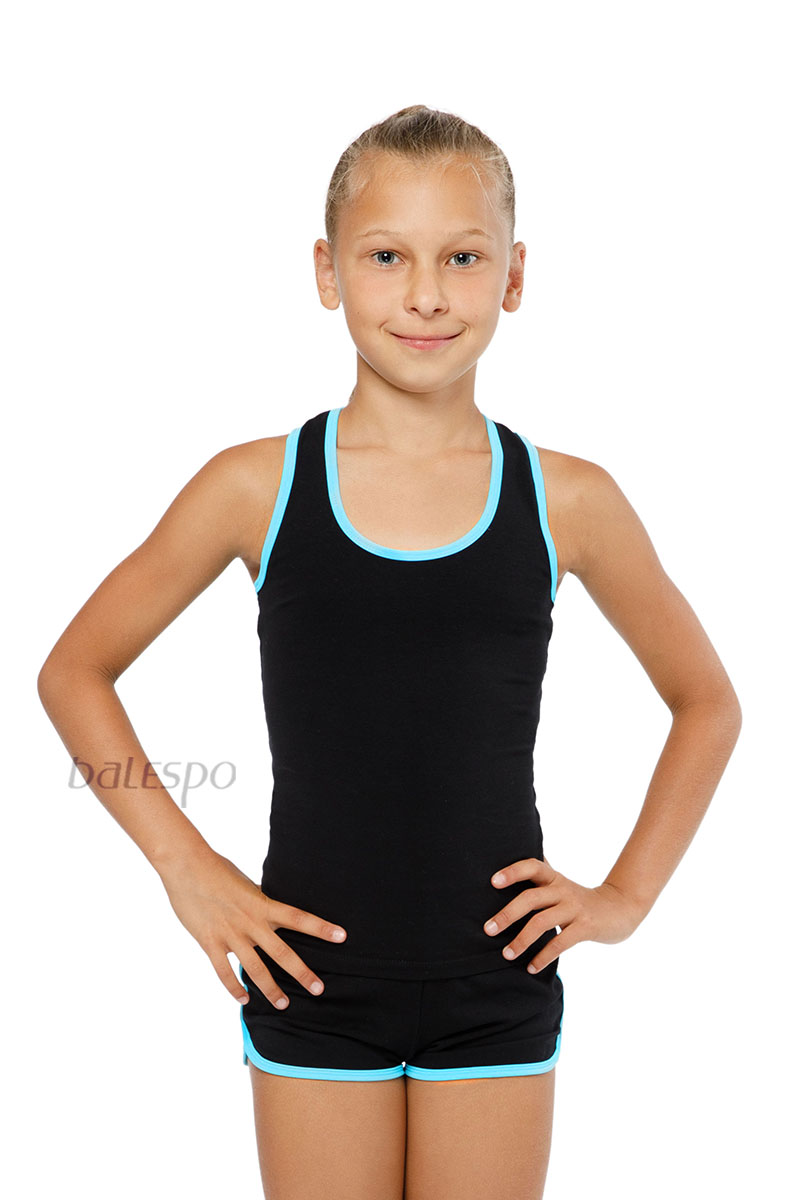 Gymnastic shorts BALESPO RGC 620-100.2 black with turquoise trim size 30 (122) 
