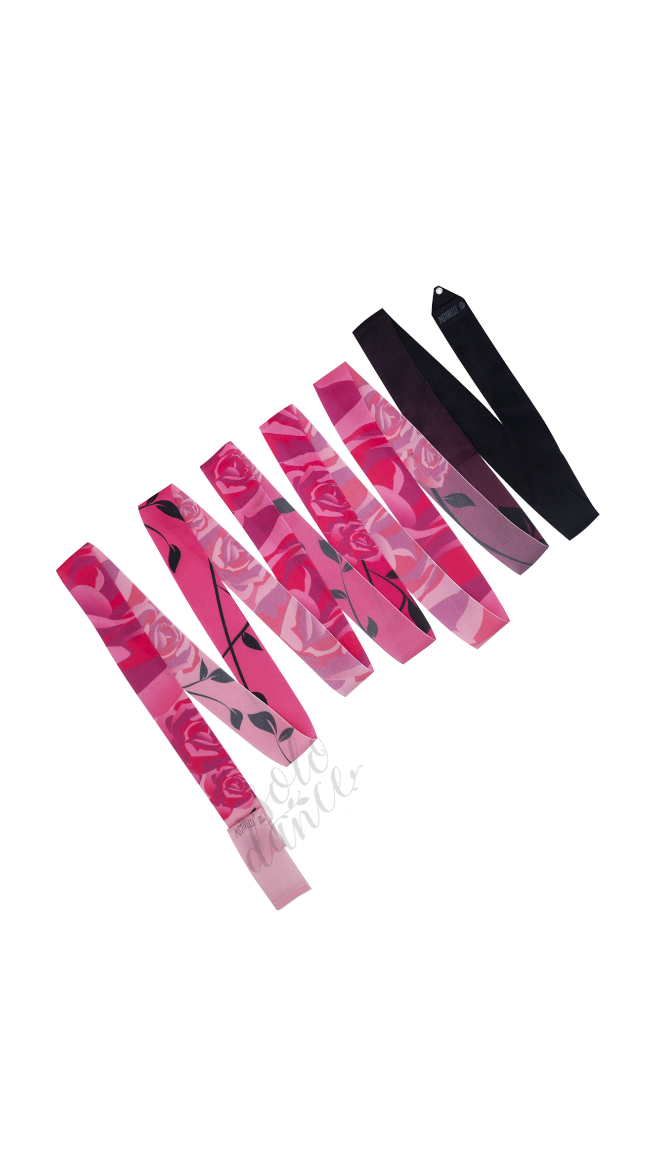 Pastorelli Luxury ARCHE' ROSES gymnastic ribbon 5 m 05984 Black-Red-Light pink FIG