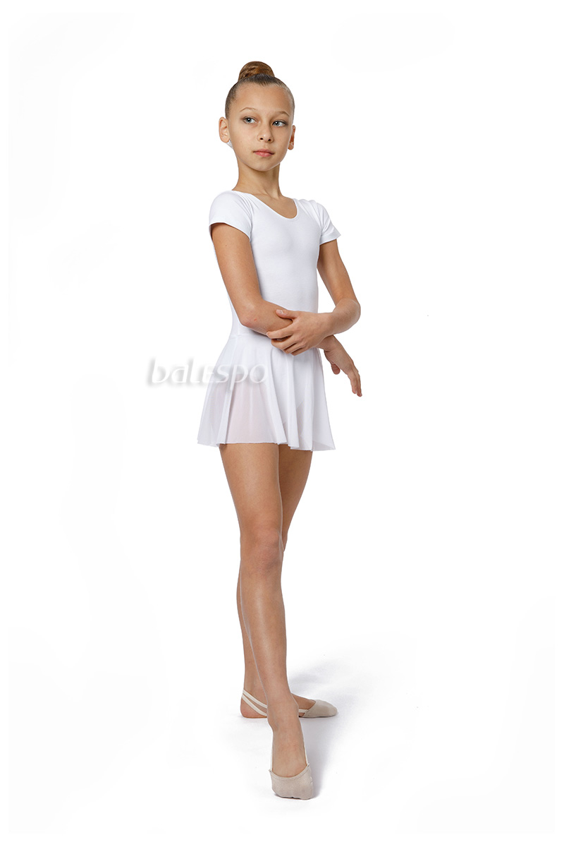 Ballet leotard with skirt BALESPO BC 311-101 white size 32 (128)