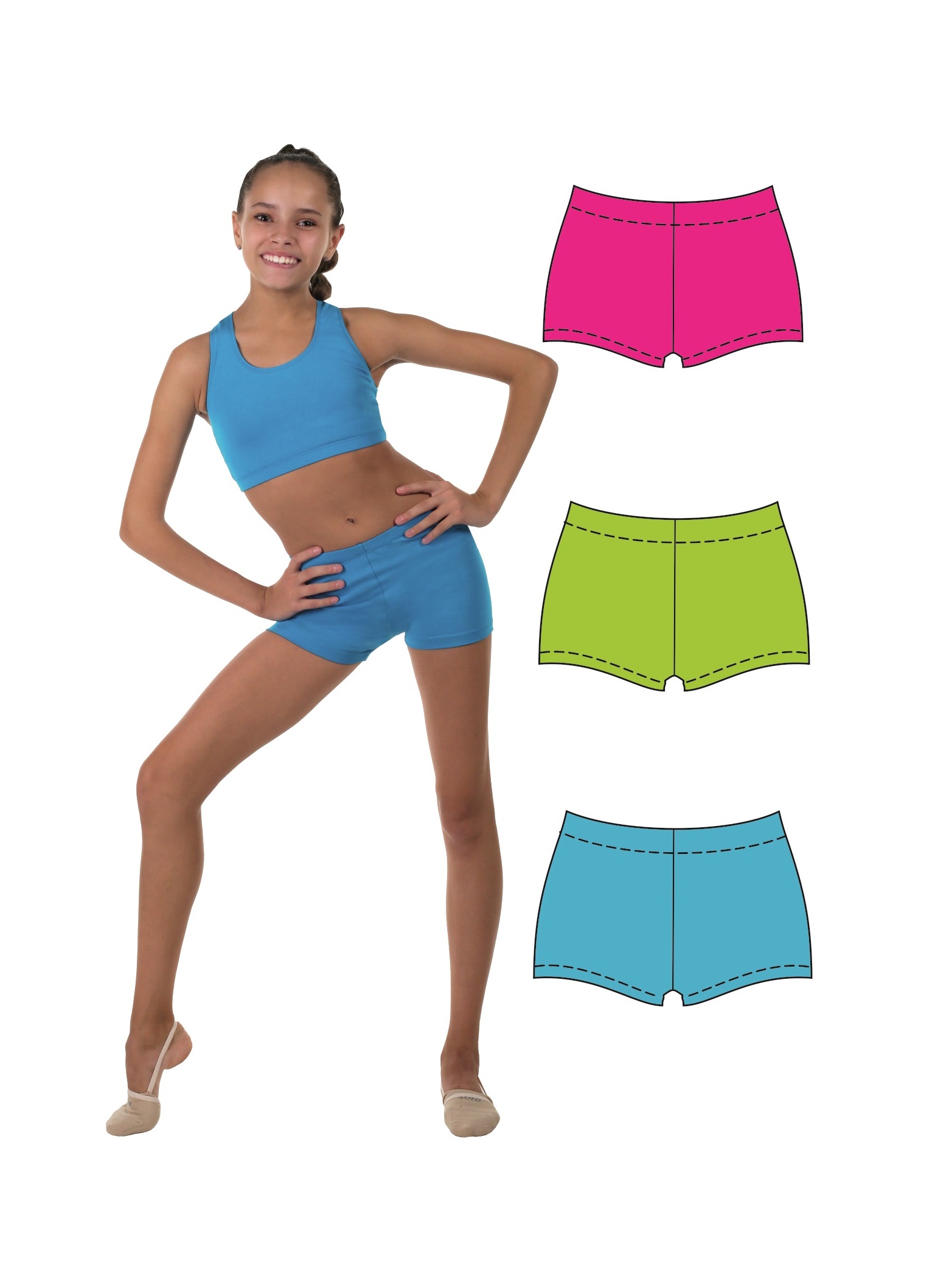 Colorful gymnastics shorts SOLO RG754-480 lime, size 128