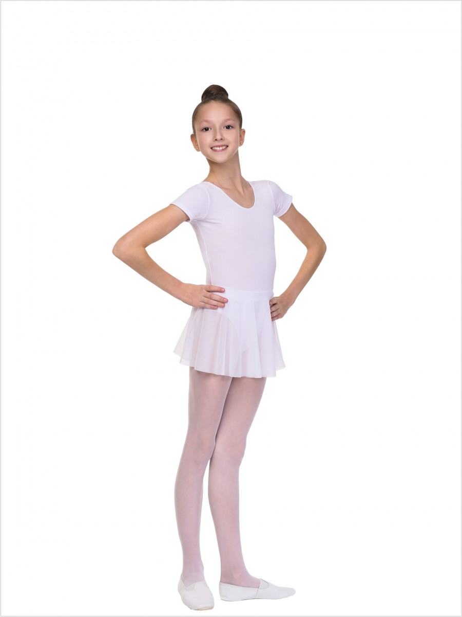 Ballet leotard with skirt SOLO FD961 white color, size 158/XS