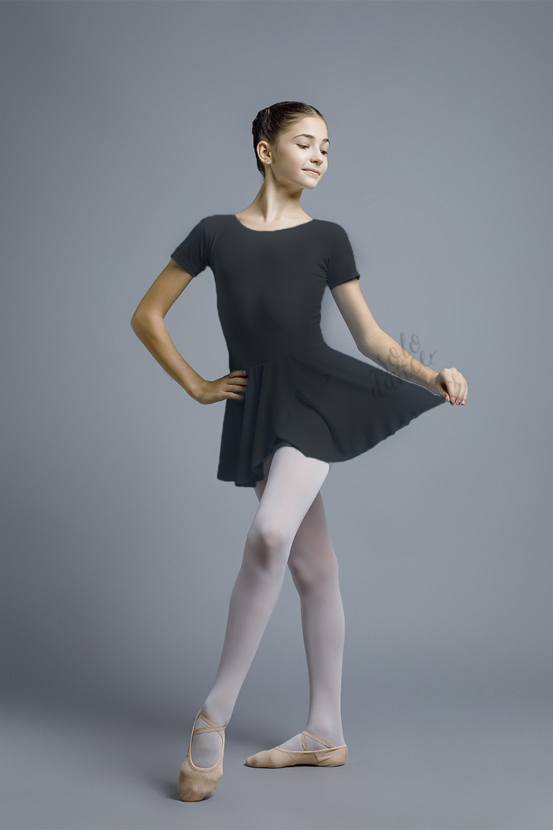 Ballet leotard with skirt Grand Prix KLARA black size 38 (146)
