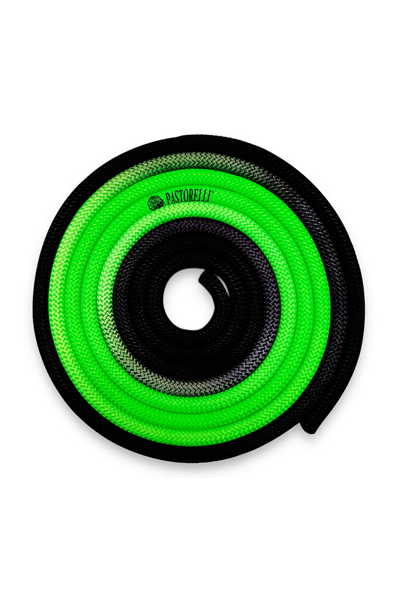 Rythmic gymnastic rope Fune Cuerda Seil Corder versenykötél kötél Pastorelli New Orleans Shaded FIG 3m Green Black 04265