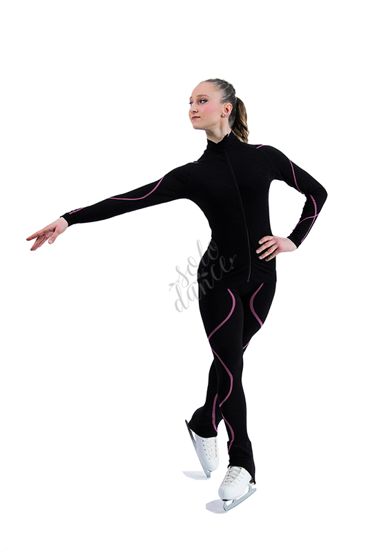 Thermal sweater for figure skating in merino wool with zip PRIDANCE 115/Z black size M (164-170)
