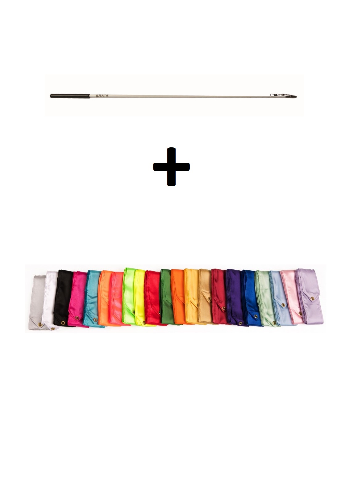 Gymnastic ribbon AMAYA 4m cherry with 54cm stick 