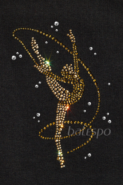 Thumb hole cuffs long sleeve top BALESPO BC 230.1-100 with gold crystals "Gymnast with ribbon" size 30 (122) image