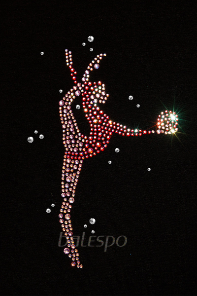 Thumb hole cuffs long sleeve top BALESPO BC 230.2-100 with pink crystals "Gymnast with ball" size 44 (164) image