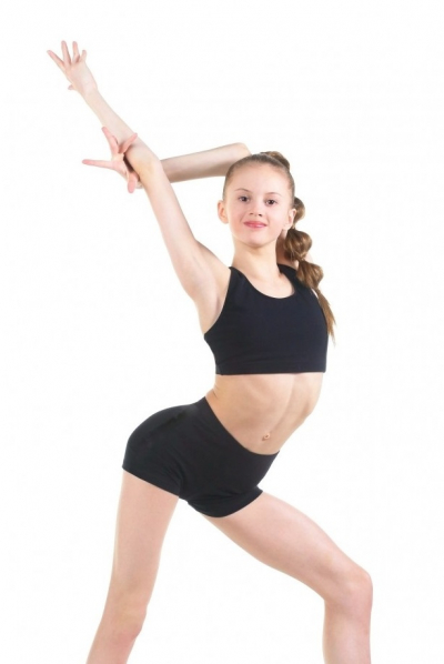 Gymnastics racerback top SOLO FD401 black color, size 170/M