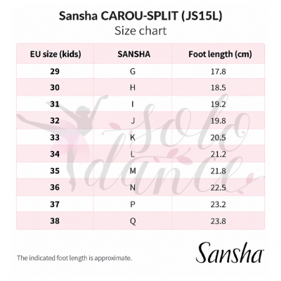 Sansha youth jazz shoes JS15Lpi CAROU-SPLIT black size Q (38) image