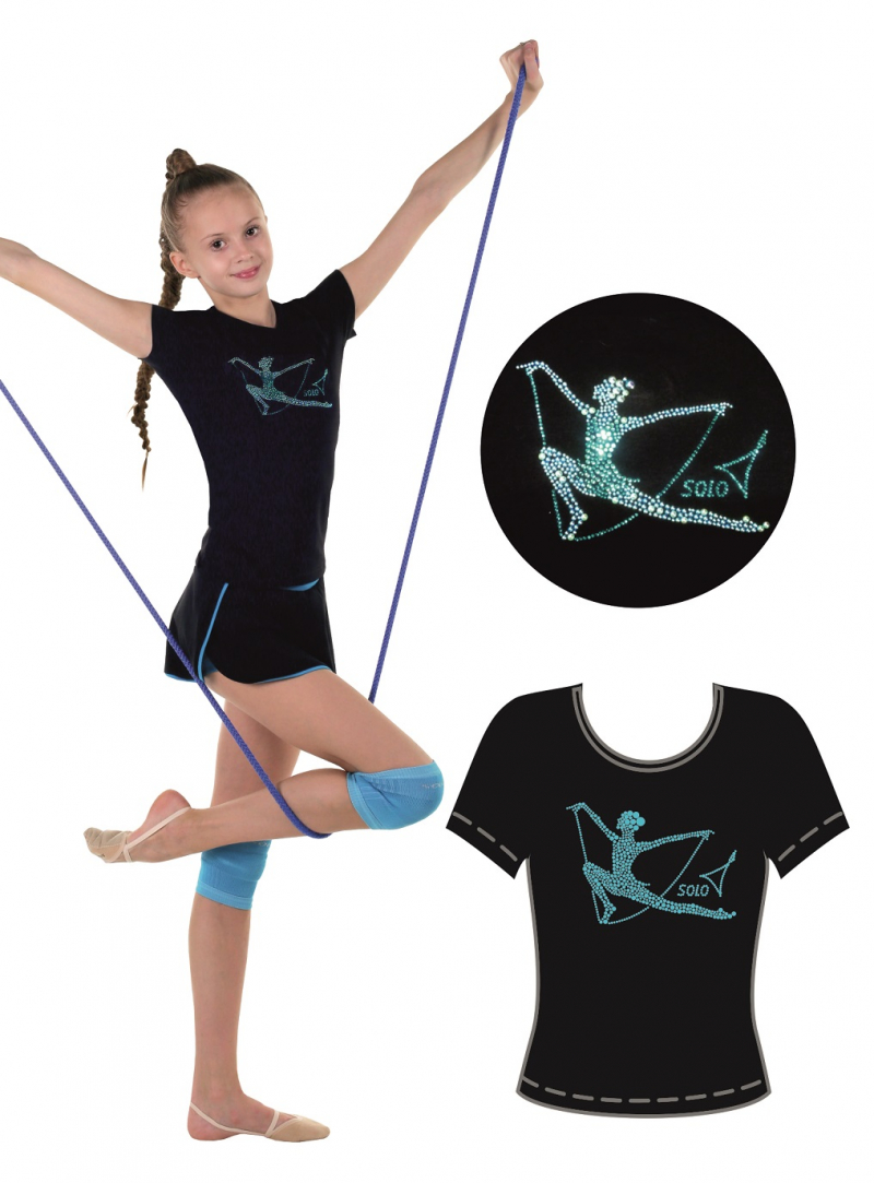 Rhythmic gymnastics t-shirt with crystals SOLO RG 650.20 Gymnast with rope